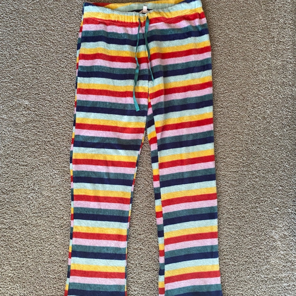 Bluenotes Fuzzy Striped Pajama Bottoms